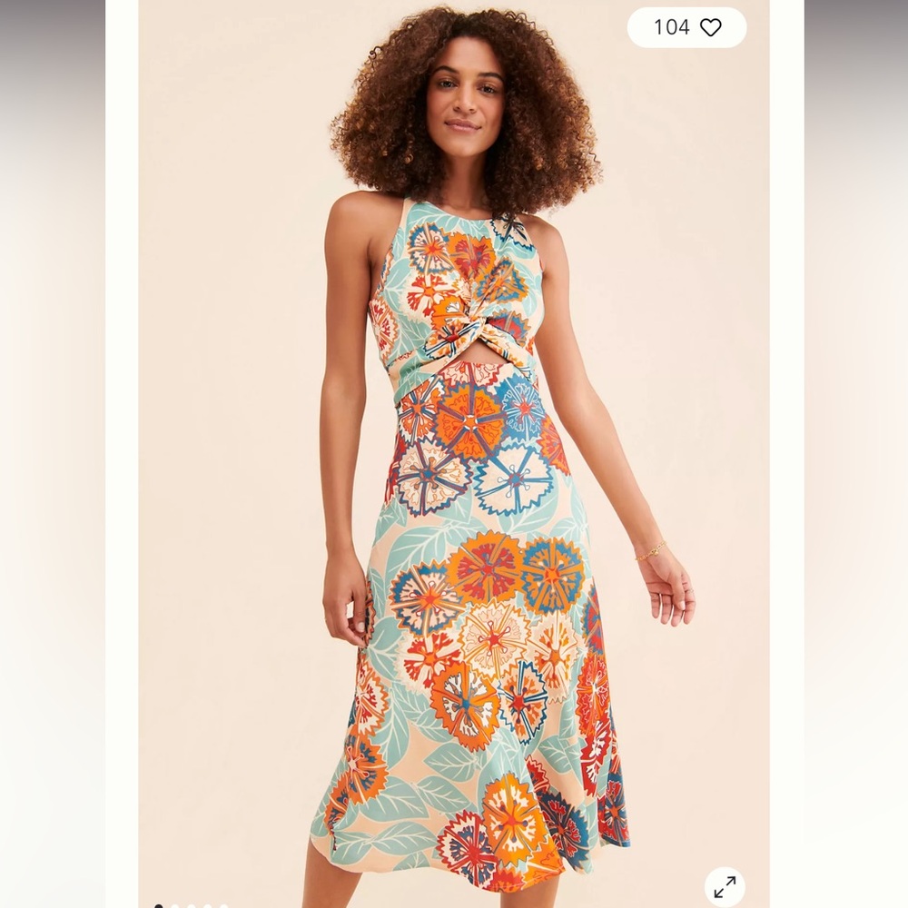 Anthropologie Bl-nk Floral cutout Midi Dress
